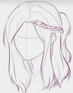 a drawing of a woman's head with long hair and braids on it