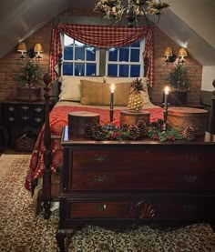 a bed room with a neatly made bed next to a window