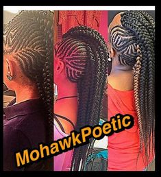 Kickball hair 2 Braids, Mohawk Braid, Faux Locs Hairstyles, Mohawk Hairstyles, Girls Braids, Cornrows Braids