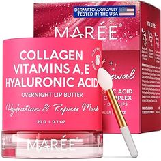 Moisturisation Bomb for Your Lips - MAREE lip sleeping butter is your secret to waking up to soft, smooth, and kissable lips. Our leave-on mask contains a nutrient-rich moisturizing formula, making it perfect for saving dry, cracked skin. It hydrates, soothes, and nourishes your lips overnight while you’re asleep and keeps them moisturized during the day. Very Dry Lips, Dry Cracked Lips, Collagen Cream, Lip Scrubs, Cracked Lips, Kissable Lips, Cracked Skin, Peeling Skin, Lip Sleeping Mask