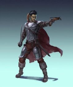 Human Fighter Dnd Male, Gunslinger Dnd Male, Fighter Dnd, Fantasy Races, Bounty Hunter, Character Description, Dnd Characters, Roleplaying Game