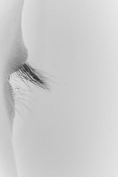 a black and white photo of the inside of an eye with long eyelashes on it