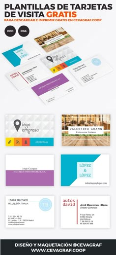 a bunch of business cards with different colors