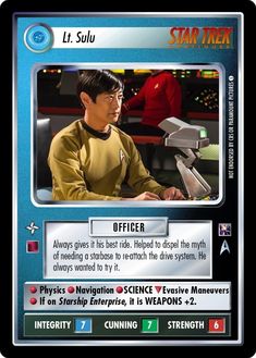 the card for star trek is shown in this image