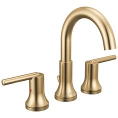 Two Handle Widespread Bathroom Faucet in Champagne Bronze 3559-CZMPU-DST | Delta Faucet Gold Bathroom Faucet, Delta Trinsic, Gold Bathroom, Delta Faucets, Widespread Bathroom Faucet, Champagne Bronze, Lavatory Faucet, Tub Faucet, Bath Remodel