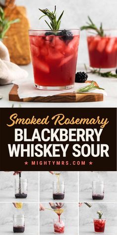 Smoked Rosemary Blackberry Whiskey Sour Smoked Drinks, Smoked Cocktail, Smoked Cocktail Recipes, Basic Cocktail Recipes