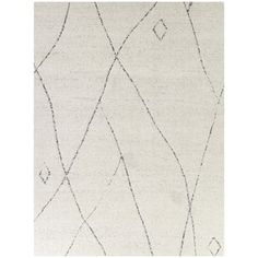 a white rug with an abstract design on the bottom and black lines in the middle