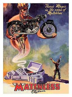 an advertisement for the motorcyclist's motorcycle, featuring a man flying over a car