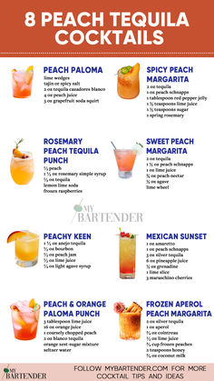 Peach Tequila Cocktails Tequila Peach Pineapple Punch, Peach Alcoholic Drink, Tequila Drinks At The Bar, Peach Juice Cocktail, Peach Drinks Alcohol, Drinks With Tequila, Tequila Cocktails Recipes, Cocktails With Tequila, Peach Schnapps Drinks