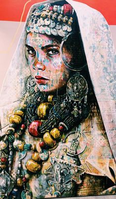 a painting of a woman with jewelry on her neck