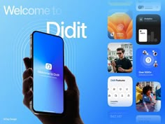 a hand holding a cell phone in front of a screen with the words welcome to didit on it