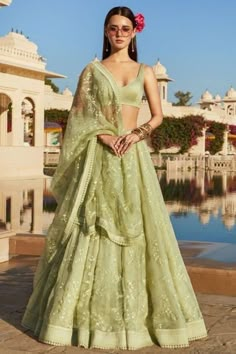 Pastel Lehenga Choli lenga lehnga Chania choli Function wear lehenga choli Wedding wear lengha for women Indian ethnic wear full set sari 1 Sabyasachi Sarees Price, Sabyasachi Bridal Collection, भारतीय दुल्हन संबंधी, Green Lehenga Choli, डिजाइनर कपड़े, Saree Bollywood, Sabyasachi Lehenga, Nikkah Dress