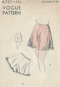 1940s Vintage VOGUE Sewing Pattern W28 PANTIE (R937) #Vogue Macbeth Project, Retro Lifestyle, Vintage Vogue Sewing Patterns, Patron Vintage, Lingerie Patterns, Vogue Vintage, 1940's Fashion, Sew In Weave, 1930's Fashion