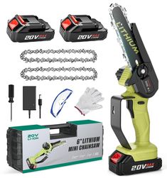 an electric tool with chains and other accessories