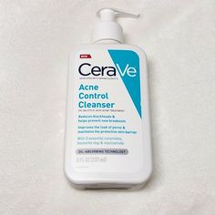 The New Acne Control Cleanser By Cerave, A Well-Known Skincare Brand Developed With Dermatologists. This Cleanser Is Meant To Reduce Blackheads, Help Prevent New Breakouts, Improves The Look Of Pores Amd Maintains The Protective Skin Barrier. Contains 2% Salicylic Acid, 3 Essential Ceramides, Hectorite Clay And Niacinamide. Brand New, Never Opened. Cerave Acne Control Cleanser, Nose Pore Strips, Cerave Skincare, Acne Products, Nose Pores, Lightening Serum, Salicylic Acid Acne, Acne Cleansers, Lightening Creams