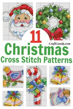 cross stitch christmas patterns with the title 11 christmas cross stitch patterns