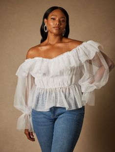 Bridal by ELOQUII Tulle Pleated Top | Women's Plus Size Tops | ELOQUII Detachable Skirt, Bridal Tops, Bridal Separates, Pleated Top, Pleat Top, Sequin Gown, The Plaza, Photo Outfit, Swimsuits For All