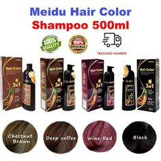 MEIDU HAIR COLOR Shampoo Change Hair Color White Hair Healthy 5 Minutes 4 Color Free shipping & Tracking number  Condition: New Size: 500ml.  Quantity : 1 Pc. Product details Close hair growth, change hair color, finish beautiful in one bottle. End of the old leach era Do not have to endure foul Do not be afraid of getting stained Wood has to wait a long time, light scent, does not leave color on the scalp, easy to use, long-lasting color, does not hurt hair and scalp. How to use : 1. Press the Hair Color White, Change Hair Color, Change Hair, Hair Color Shampoo, Hair Healthy, Color Shampoo, Stained Wood, Blonde Bobs, Gray Hair