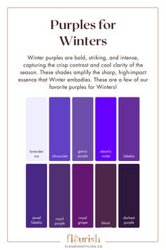 purples for winter are the most popular hues in this color palette, and they're all different shades