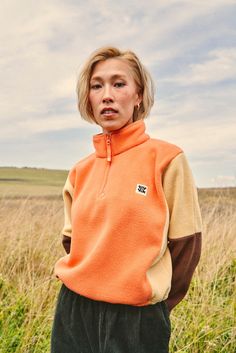 Blake Is Our Cosy, Cropped, And Now Available In Orange, Cream & Brown Our Fit Cropped Length Funnel Neck With Half Zip Opening Dropped Shoulder Full Length Balloon Sleeve With Elasticated Cuff Adjustable Drawcord And Toggle To Allow Cinching At The Hem The Fabric 100% Recycled Polyester Yak Care Machine Washable Avoid Fabric Softener Line Dry Modelled By Inealys, Uk20, 5Ft9, Wears L Flossie, Uk 8, 5Ft 8, Wears S | Blake, Cropped Polar Fleece In Orange, Cream & Brown, Size: Medium (UK 12-14) | L Lucy And Yak, Hair Socks, Dungarees Shorts, Recycled Bottles, Orange Cream, Polar Fleece, Funnel Neck, Fabric Softener, Style Board