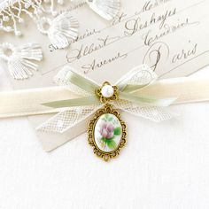 White Velvet Ribbon Choker - Pink Rose Cameo Necklace with Lace Bow - Romantic Coquette Jewelry Rosy Posy, Romantic Coquette, Coquette Jewelry, Bow Choker, White Choker, Cameo Pendant Necklace, Ribbon Choker, Fabric Flower Brooch, Bride Necklace