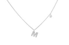 14kt White Gold Necklace Initial Letter M with Diamonds 0.11 carats. 14" to 16" length. Chain Included. Comes in a beautifull 6x6 inch gift box. Perfect High Jewelry Gift for Mom, Girlfriend, Daughter, Birthday or Christmas Gift. Necklace Initial Letter, Letter Case, M Letter, White Gold Necklace, Necklace Initial, Letter M, White Gold Necklaces, Initial Letter, Daughter Birthday