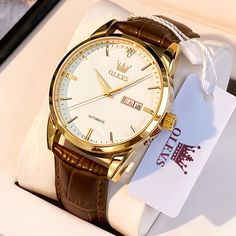 Specifications:

• Item Type: Mechanical Wristwatch

• Style:  Fashion & Casual,Classic,Luxury,Business,Casual

• Band Length: 24cm

• Movement: Automatic Self-Wind

• Case Material: Stainless Steel

• Case Thickness: 12mm

• Band Material Type: Leather

• Dial Diameter: 40mm

• Band Width: 20mm

• Case Shape: Round

• Feature: Luminous,Water-Resistant,Auto Date,Complete Calendar,luminous hands

Package Included:

1 x OLEVS Watch

1 x Original box

1 x Warranty card 

1 x Instruction manual 

1 x Adjustment tools Mens Watches Leather, Men Classic, Casual Watches, Watch Movement, Mechanical Watch, Automatic Watch, Luxury Watch