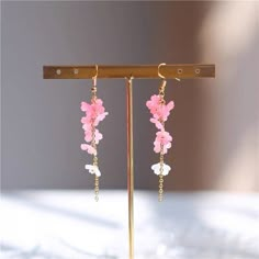 Sakura Earrings, Japanese Earrings, Flower Japanese, Cherry Blossom Earrings, Ethereal Jewelry, Design Japonais, Aesthetic Earrings, Earrings Kawaii, Kawaii Earrings