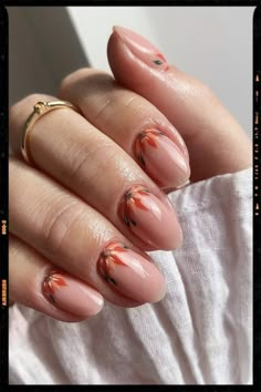 Warm-Toned Cuff Nails - Almond Nails Burnt Coral Nails, Minimalist Autumn Nails, Rust Wedding Nails, Fall Gel Nails Designs Autumn Short, Autumn Bridal Nails, Autumn Nail Designs Short, Terra Cotta Nails Design, Subtle Autumn Nails, Burnt Orange Wedding Nails