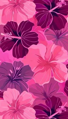 pink and purple flowers on a pink background