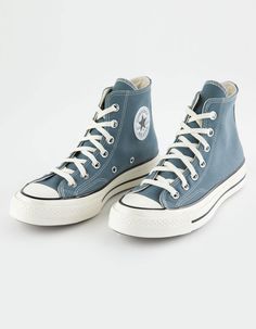 Converse Chuck 70 High Top Shoes. The Chuck 70 Offers A Blank Canvas For You To Tell Your Own Stories—through Style Or Activity. Plus, They Nod To Where It All Began With Their Tried-And-True Design, While Modern-Comfort Updates Bring Your Look Into The Present. Durable Canvas Upper For That Classic Chuck 70 Look And Feel. Ortholite Cushioning Helps To Provide Optimal Comfort. Vintage-Inspired Design Elements Like An Egret Midsole, Ornate Stitching, And A Taller Rubber Sidewall. Iconic Chuck Tay Cute High Top Shoes, Sky Blue Converse, Converse High Tops Platform, Converse Chuck 70 Vintage, Embroidered Shoes Converse, Converse For Women, Colored Converse, Chuck 70 Converse, Converse Chuck 70 High Top