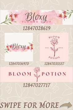 some type of business cards with flowers and leaves on them, all in different colors