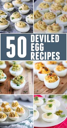 deviled egg recipe collage with text overlay that reads 50 deviled egg recipes