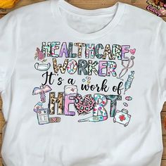 Product details: ✔️ NAME: Healthcare Worker Shirt, It's A Work Of Heart Shirt, Funny Nurse Shirt, Gift For Nurse, Nursing Shirt, Healthcare Shirt, Cute Nurse Shirt ✔️ IMPORTANT NOTE: Both Men and Women can we our shirts because this is unisex style t-shirts; Wash item inside out in cold water, do not bleach, do not dry clean, do not iron directly on the design. ✔️ MATERIAL: 5.3-ounce, 100% cotton (99/1 cotton/poly (Ash) & 90/10 cotton/poly (Sport Grey); Heavyweight classic unisex tee; Taped neck and shoulders; Tearaway label; Decoration type: Digital Print ✔️ OUR DESIGN PRODUCTS: Each One are designed and sold in limited quantities. The designs are created by our incredibly talented in house graphic art team who often hand draw and illustrate each Tee shirt design. ✔️ SIZE CHART: Please re Patient Care Technician Shirts, Healthcare T Shirt Designs, Nurse T-shirt, Nurse Educator Tshirt, Critical Care Nurse Shirt, Funny Nurse Shirts, Cute Nurse, Heart Shirt, Tee Shirt Designs