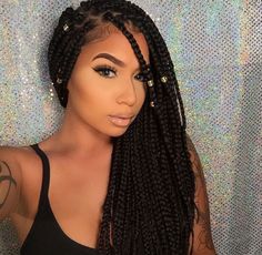 Full Head Braids, Head Braids, Black Box Braids, Blonde Box Braids, Long Box Braids, Braids With Beads, Beautiful Braids