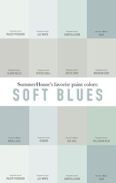 the color scheme for soft blues is shown in shades of blue, gray and white