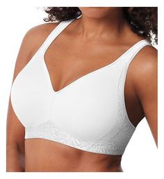 This wireless bra offers smoothing support with seamless styling. Made of a new fusion fabric for a lightweight feel and continuous support. Wireless, molded, lined, unpadded cups support and shape the breasts. Seamless cups have side support panels for extra lift and centering. Cool Dri two-ply fabric in the cups keeps you cool and dry. Floral jacquard sides and back are seamless, and smooth any bulges or ripples for a smooth look under clothes. Wide, padded center-pull comfort straps adjust in Playtex Bras, Subtle Nails, Cute Bras, Closet Ideas, Floral Jacquard, Seamless Bra, Wireless Bra, Sewing Project, Bra Women