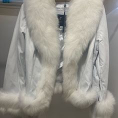 Barya New York White Lambskin Lined With Fox Fur Jacket Luxury Spring Outerwear With Faux Fur Lining, Luxury White Outerwear With Faux Fur Lining, Luxury Winter White Outerwear With Faux Fur Trim, Chic White Leather Jacket For Winter, Luxury White Winter Outerwear, White Leather Winter Outerwear, Fitted White Leather Jacket For Winter, Luxury White Leather Outerwear, Elegant Fitted White Leather Jacket