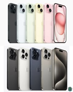 the new iphones are all in different colors and sizes, including one with an apple logo