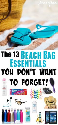 an advertisement for the beach bag essentials you don't want to forget about