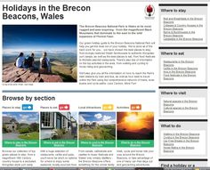 the front page of an article about holidays in the brecon beacons, wales