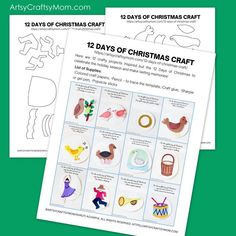 two christmas crafts for kids to make with paper and cut out the words 12 days of christmas