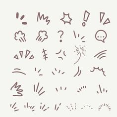 various hand drawn symbols on a white background