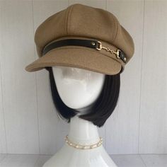 Handmade Newsboy Cap Hat Chic Flat Cap Hats For Fall, Chic Flat Cap For Fall, Chic Winter Workwear Hats, Brown Cloche Cap For Fall, Brown Fall Cloche Hat, Gold Brimmed Hat For Fall, Chic Brown Visor Hat, Chic Gold Hats For Fall, Chic Gold Hat For Fall