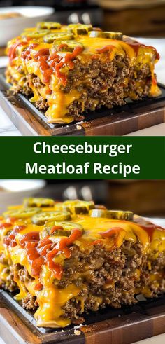 cheeseburger meatloaf recipe is loaded with ground beef and melted cheese on top