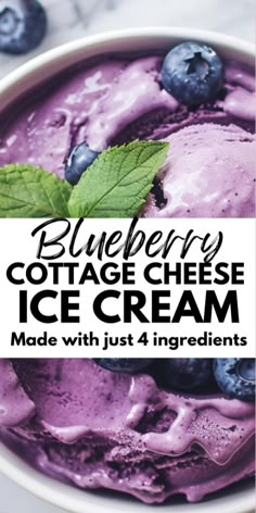 blueberry cottage cheese ice cream made with just 4 ingredients is ready to be eaten