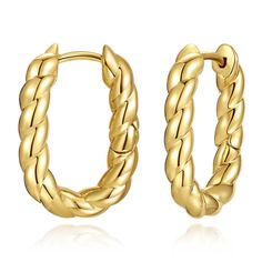 PRICES MAY VARY. GOLD HOOP EARRINGS - The vintage statement chunky earrings boast a novel design, adding some sophistication. Small as 15.2 * 21.6mm (0.6 * 0.85in), these square paperclip huggie hoop earrings add a touch of uniqueness and fashion to your everyday look. HYPOALLERGENIC GOLD EARRINGS - These lightweight 18k gold plated spiral croissant hoop earrings are perfect for long-term wear. These gold earrings feature S925 sterling silver posts, making them hypoallergenic and nickel-free. Th Oranges Gift, Thick Hoop Earrings, Chunky Earrings, Woman Standing, Huggie Hoop Earrings, Trendy Jewelry, Gold Hoop Earrings, Huggies Earrings, Jewelry Earrings Hoops