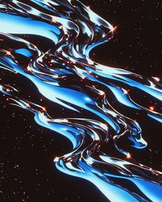 an abstract blue and black background with some lights on it's sides, in the middle of space