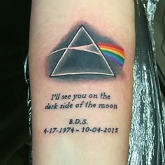 Pink Floyd Memorial Tattoo, Small Pink Floyd Tattoo, Pink Floyd Inspired Tattoo, Pink Floyd Tattoo Dark Side Of The Moon