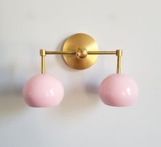 pink and brass two light mid century style sconce nursery decor lighting Mcm Bathroom, Pink Bathroom Decor, Mid Century Modern Bathroom, Sazerac, Pink Shades, Rose Blush, Girls Bathroom, Pink Bathroom, Mid Century Modern Style